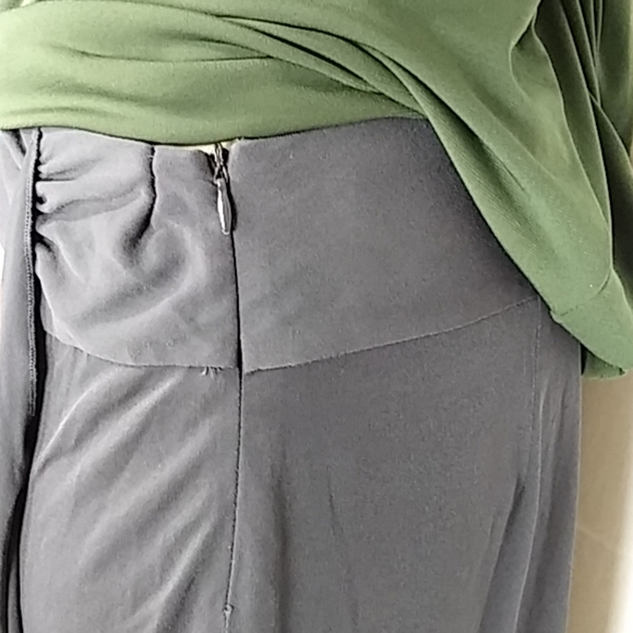 GRACE gray waterfall detail midi slinky skirt L - Picture 3 of 6